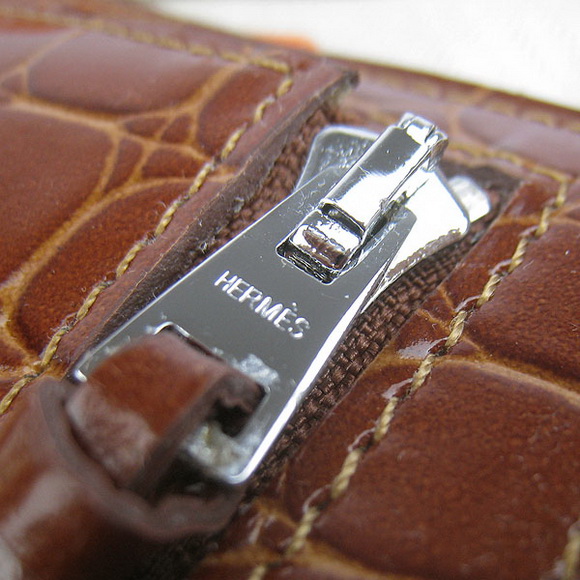Cheap Replica Hermes Brown Crocodile Veins Wallet H006